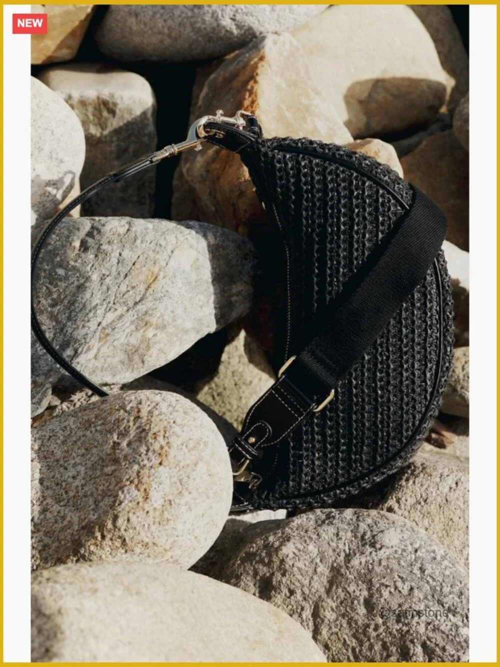 Straw Woven Crescent Hobo Crossbody Bag with Adjustable Strap - Picture 7 of 7